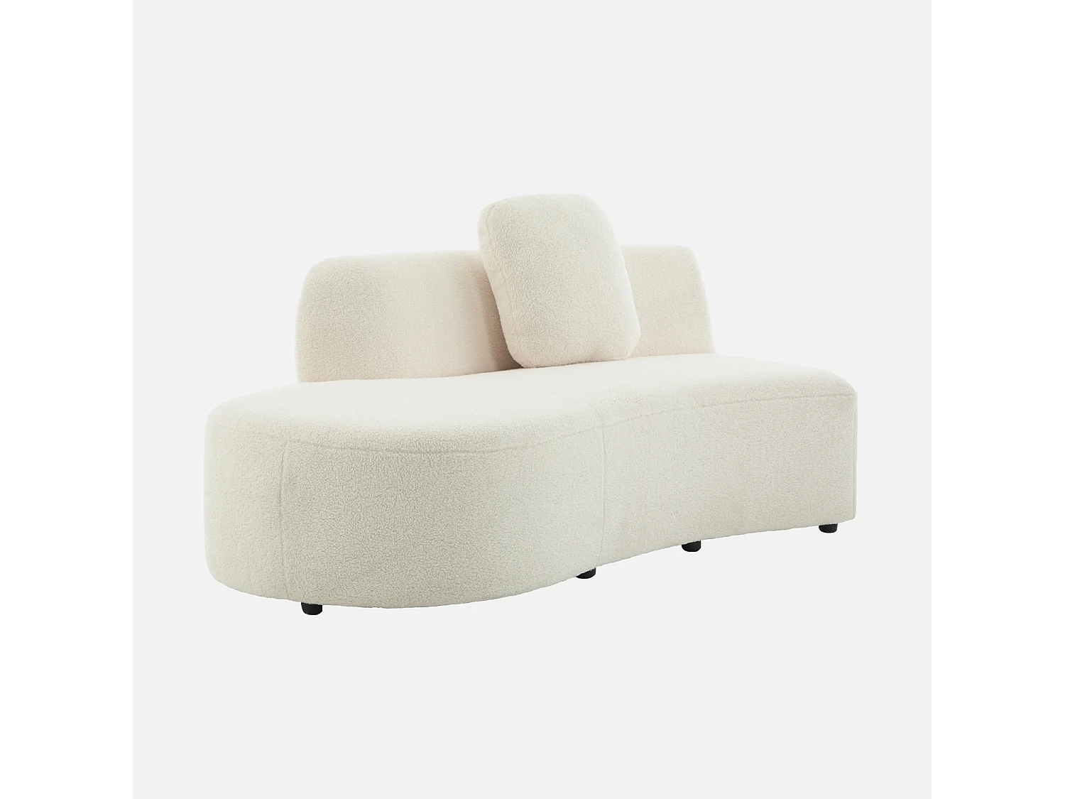 Divano organico a forma di virgola in bouclé, 2–3 posti, crema