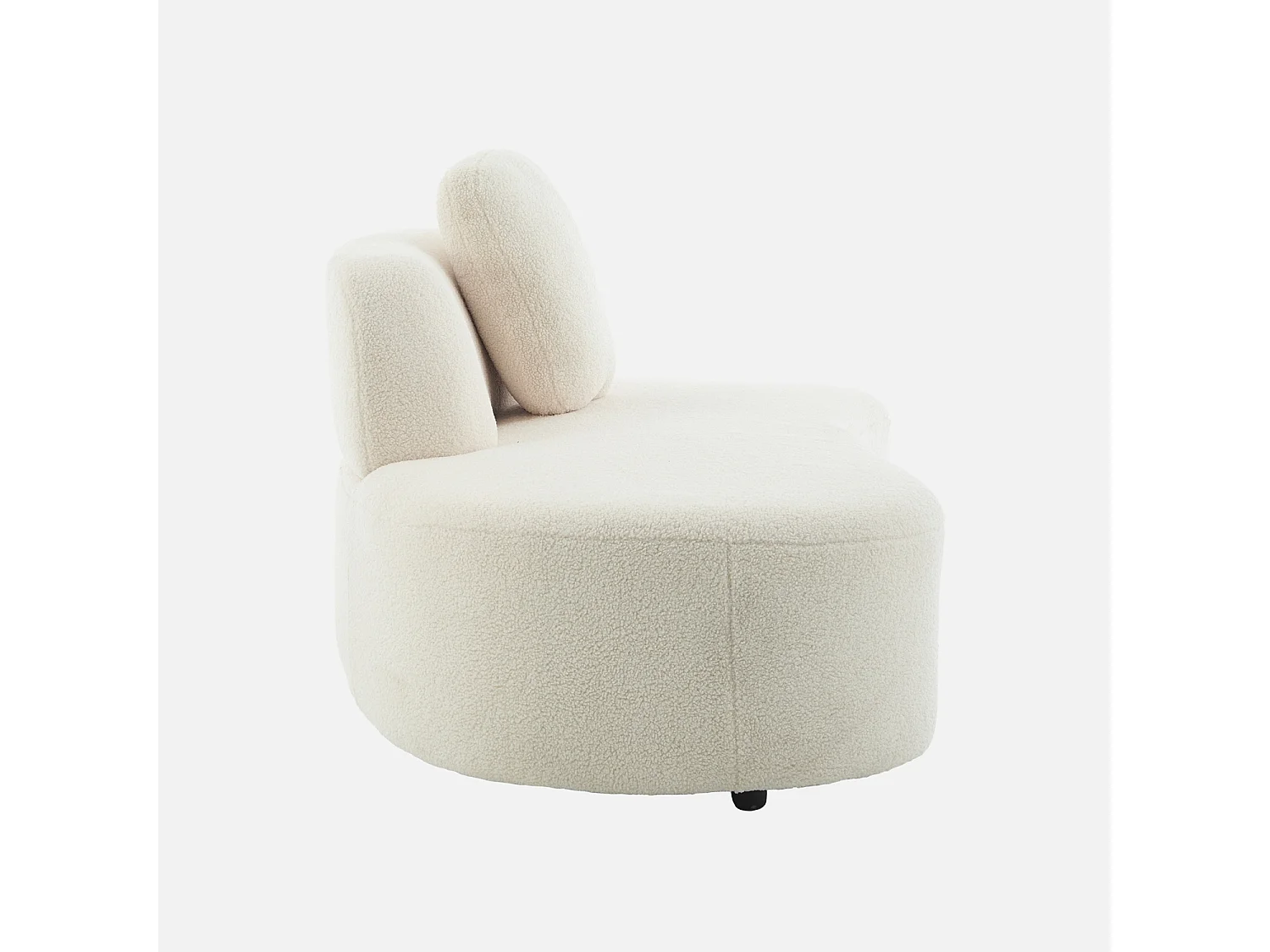 Divano organico a forma di virgola in bouclé, 2–3 posti, crema
