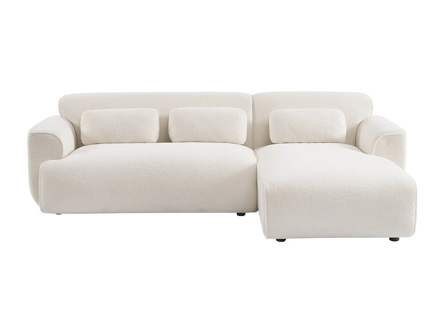 Canapé 3 places. angle droit. tissu bouclette. Wallas. L 196 x P 151 / 91 / x H 73cm