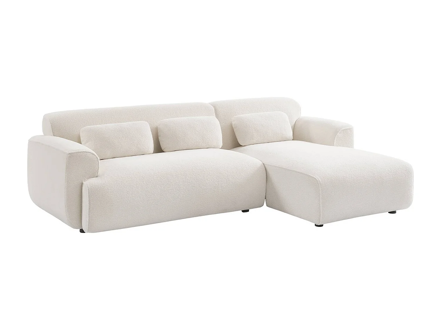 Sofá esquinero, tela borreguito de 3 plazas crema