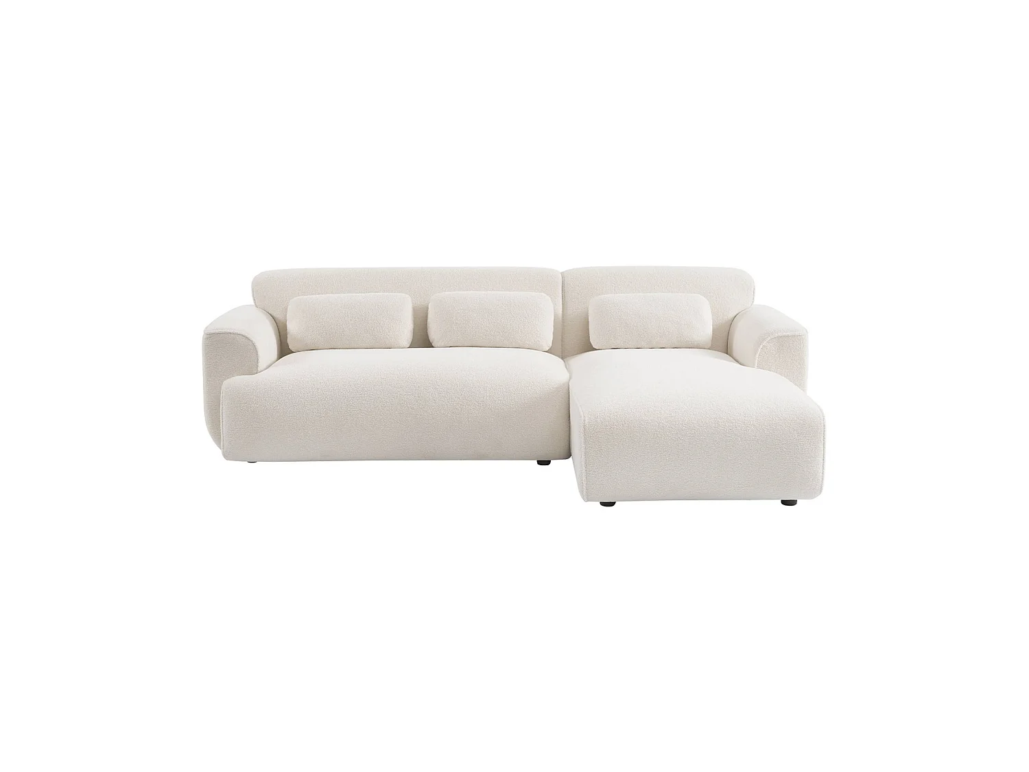 Sofá esquinero de borreguito, 3 plazas, Crema