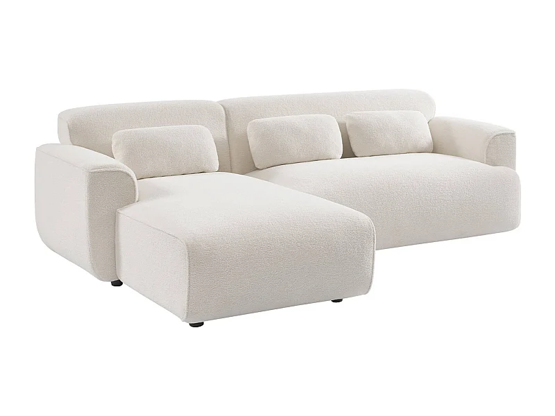 Canapé 3 places. angle gauche. tissu bouclette. Wallas. L 196 x P 151 / 91 / x H 73cm