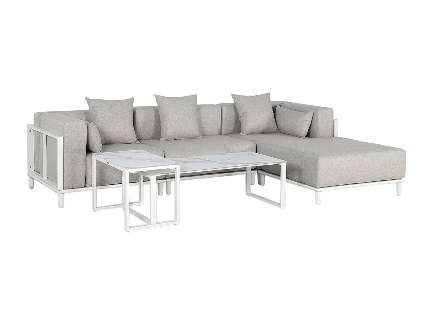 Salotto da giardino modulare in alluminio, 4 posti, bianco