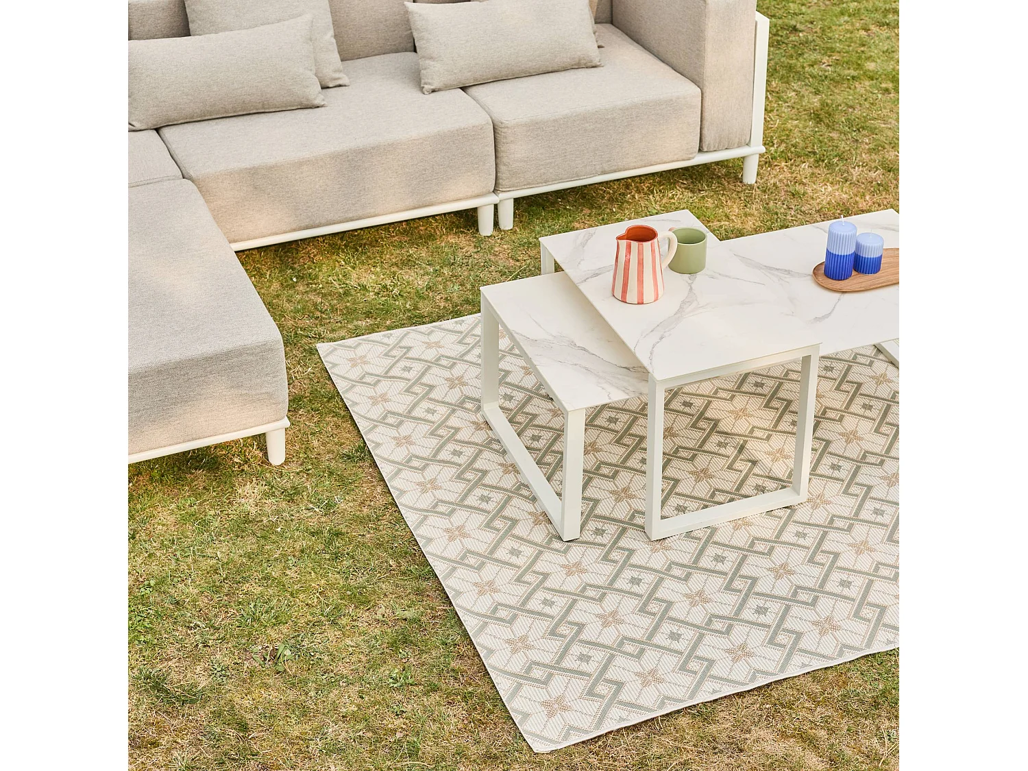 Salotto da giardino modulare in alluminio, 4 posti, bianco