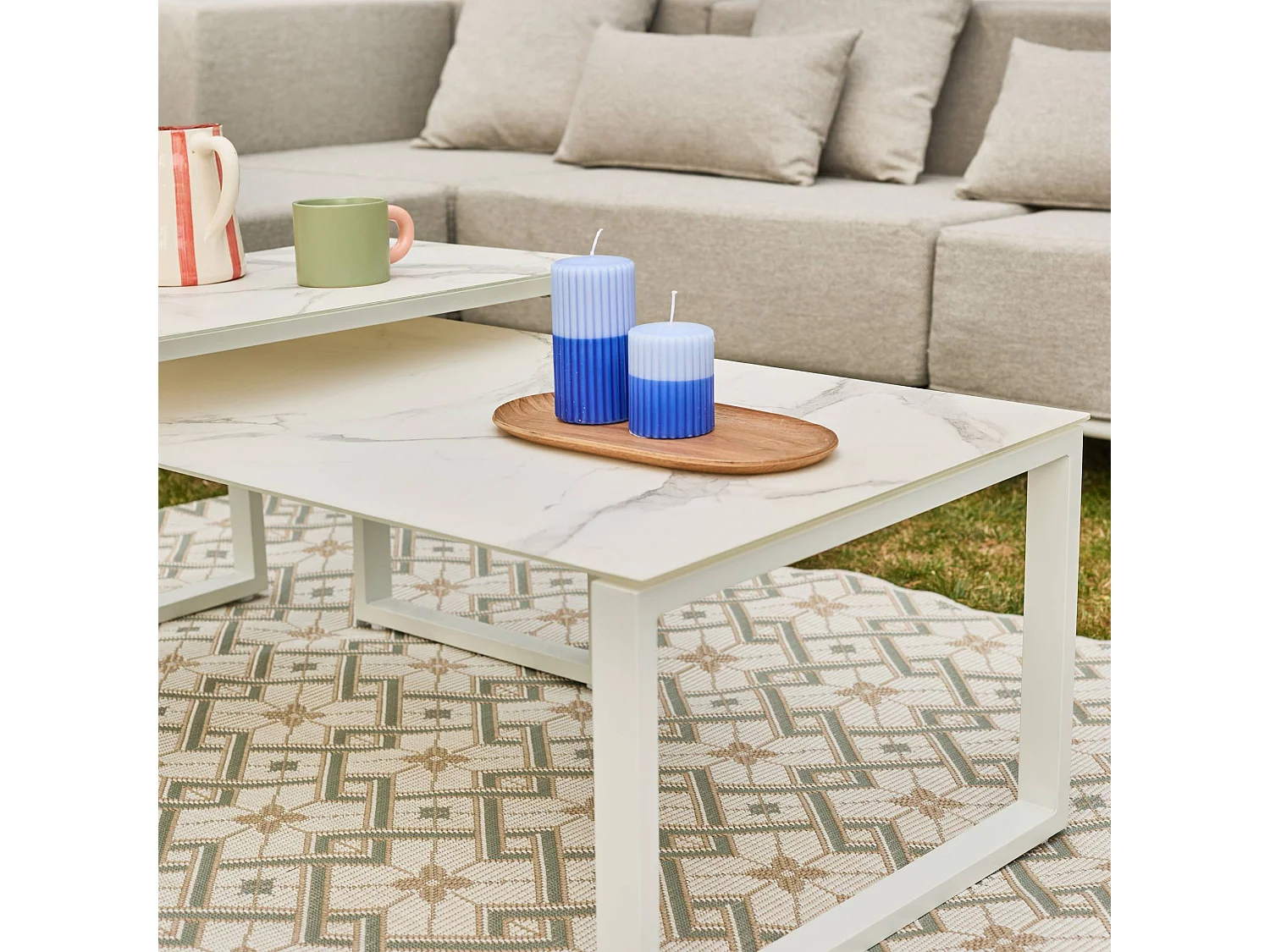 Salotto da giardino modulare in alluminio, 4 posti, bianco