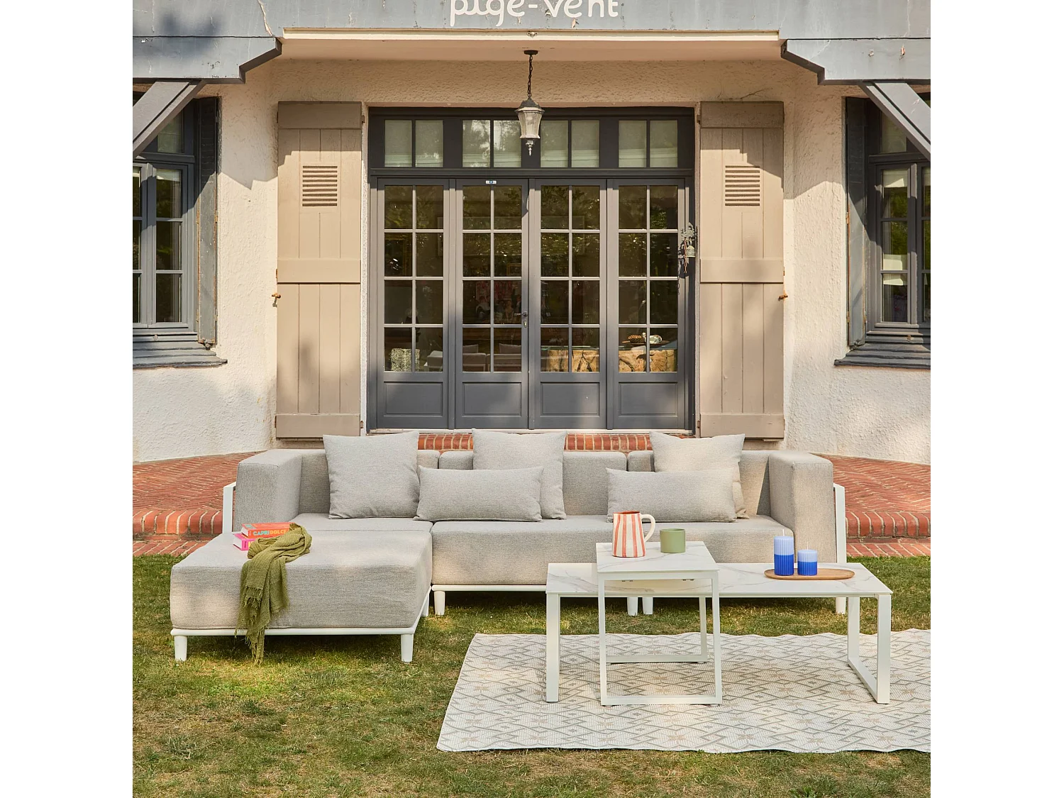 Conjunto de muebles de jardín modular de aluminio,  4 plazas blanco