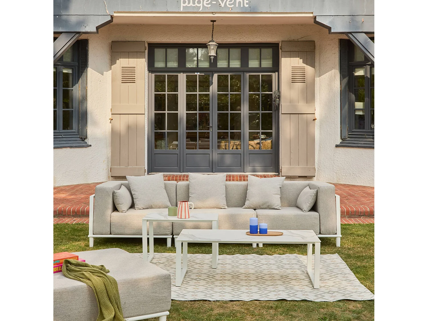 Conjunto de muebles de jardín modular de aluminio,  4 plazas blanco