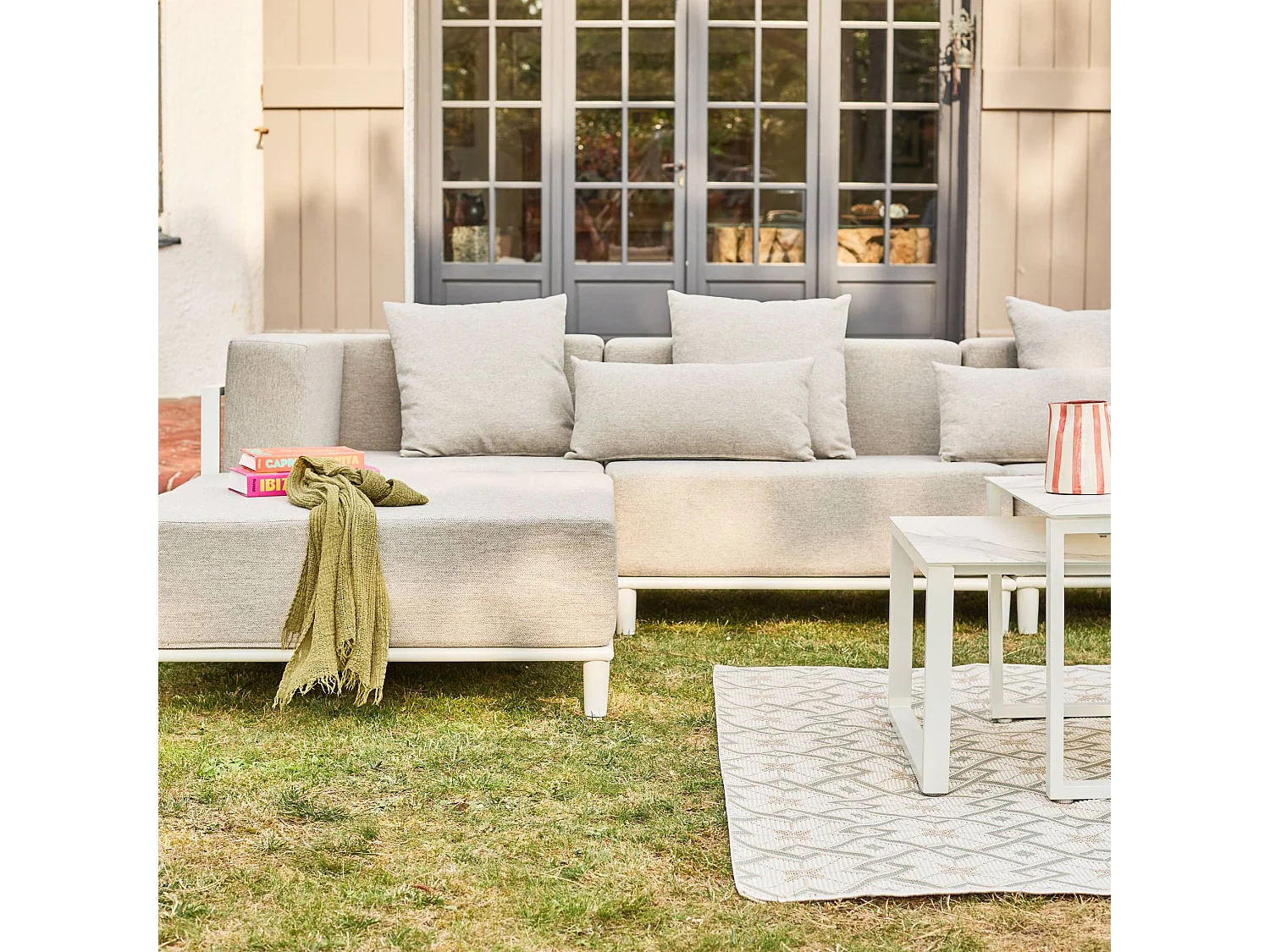 Conjunto de muebles de jardín modular de aluminio,  4 plazas blanco