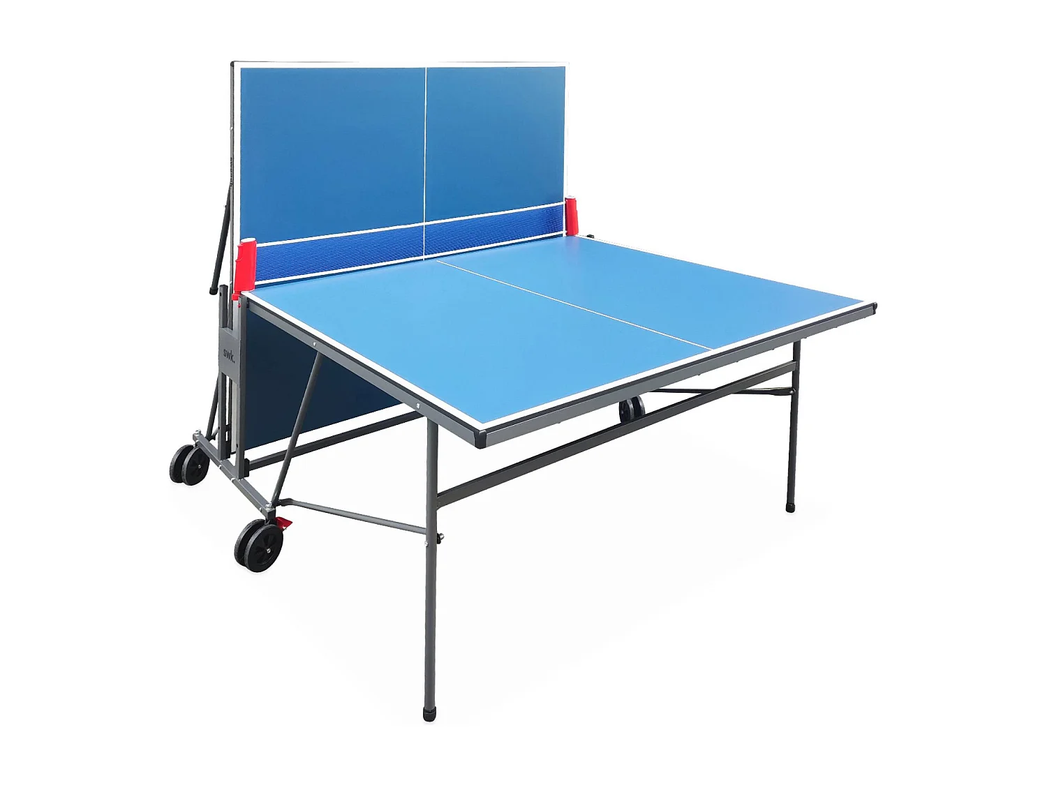 Table de ping pong INDOOR bleue - table pliable avec 2 raquettes et 3 balles. pour utilisation intérieure. sport tennis de table
