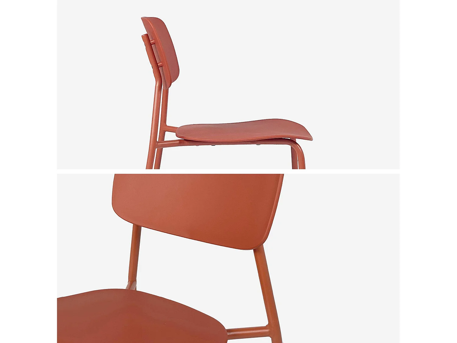 Table de jardin pliante métal + 6 assises terracotta. Amelia + Liva 141.2 x 80 x 72.5cm