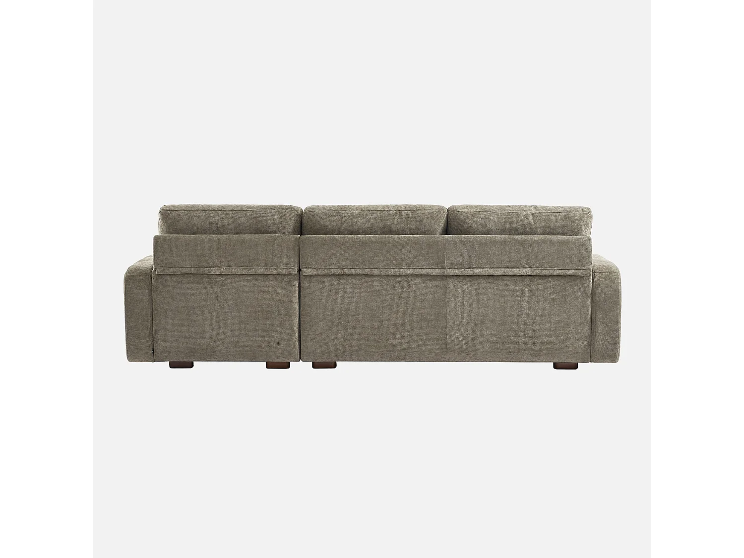 Canapé d'angle droite 3 places tissu vert de gris L 260 x P 88 / 139cm / x H 87cm - Dany