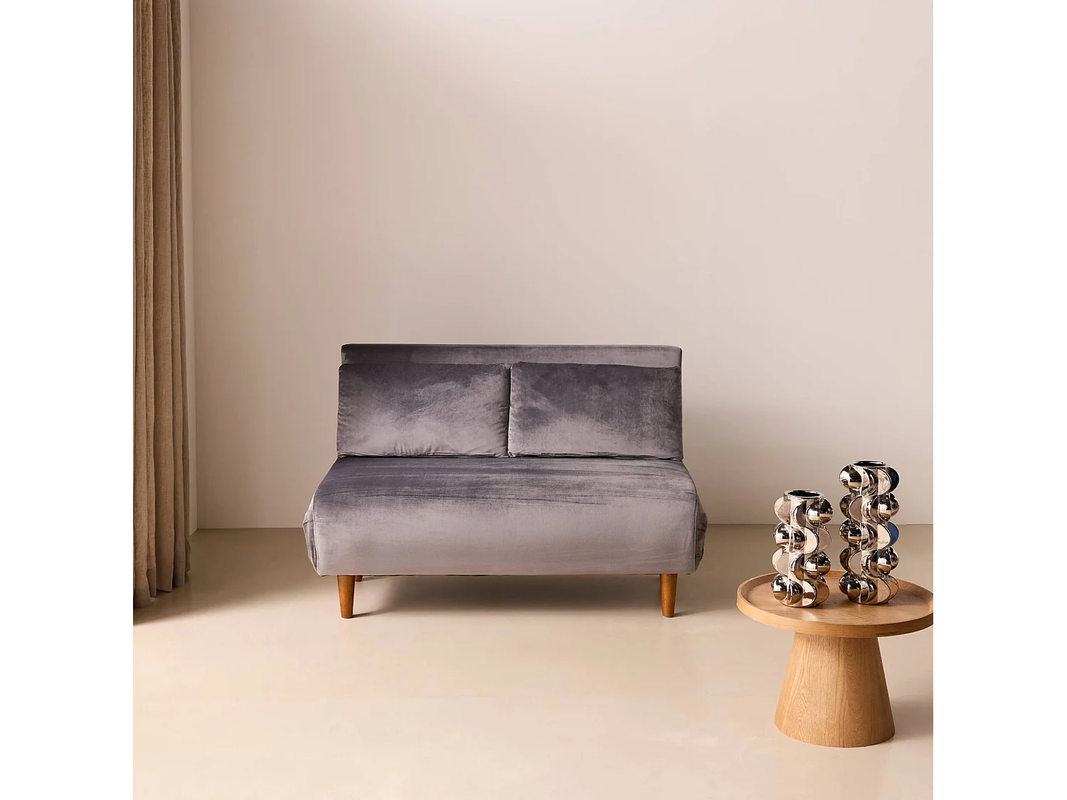 Canapé convertible 2 places inclinable en tissu gris GUESTA