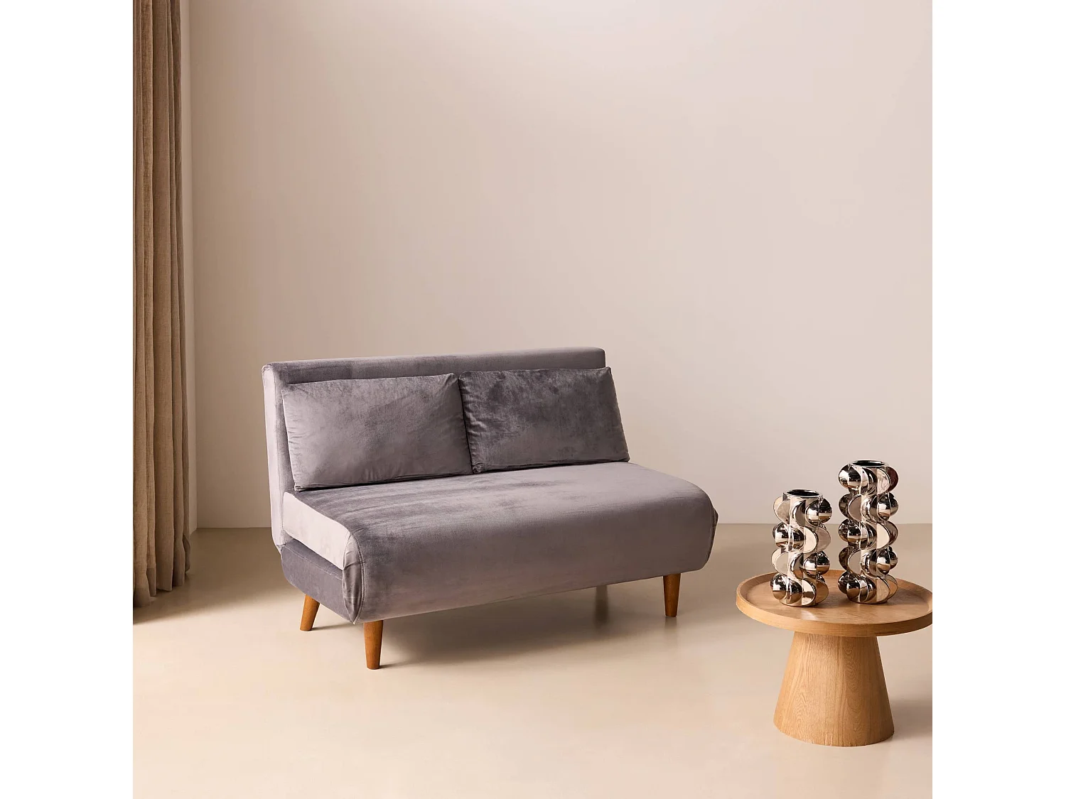 Canapé convertible 2 places inclinable en tissu gris GUESTA