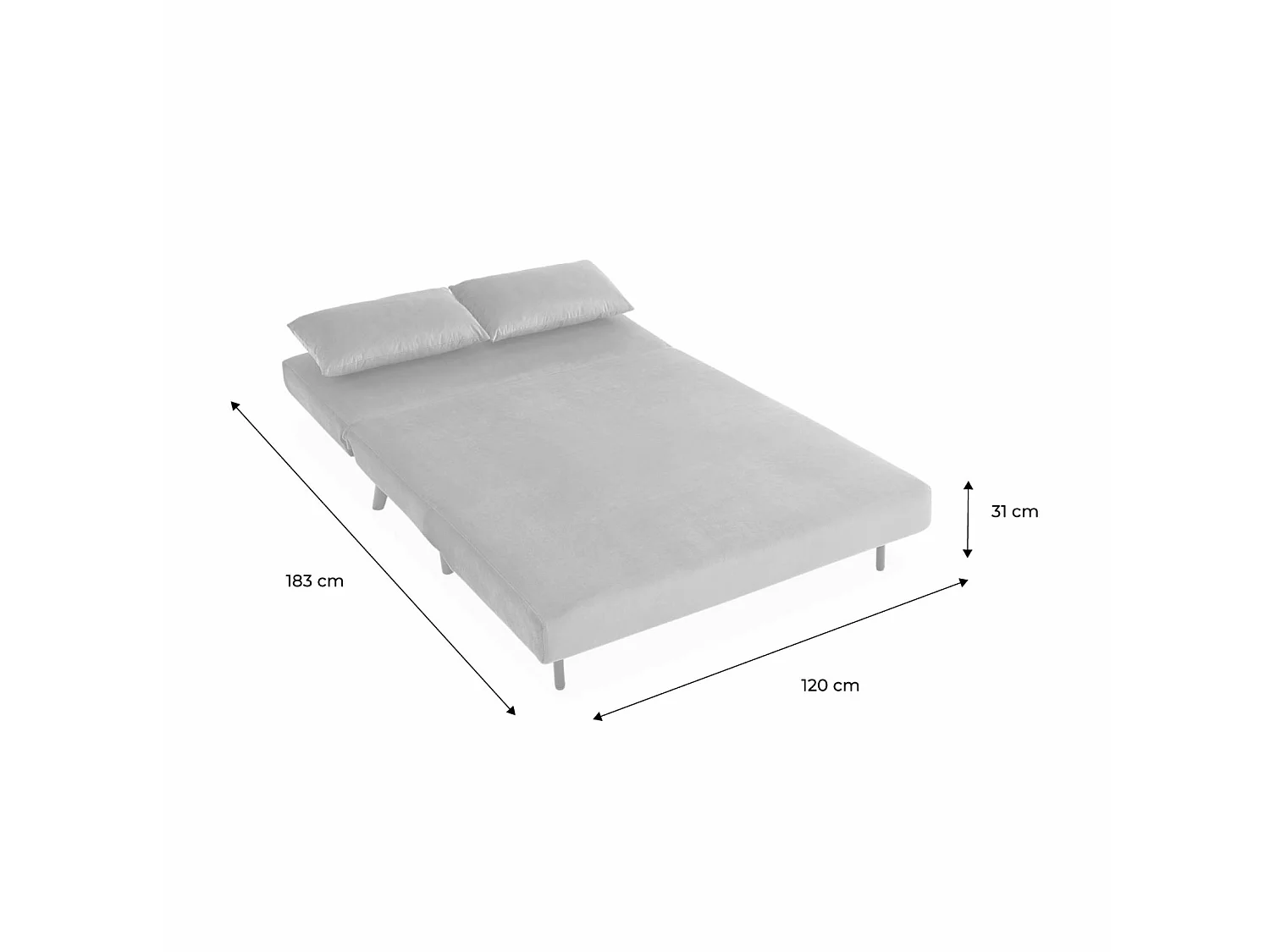 Canapé convertible 2 places inclinable en tissu gris GUESTA