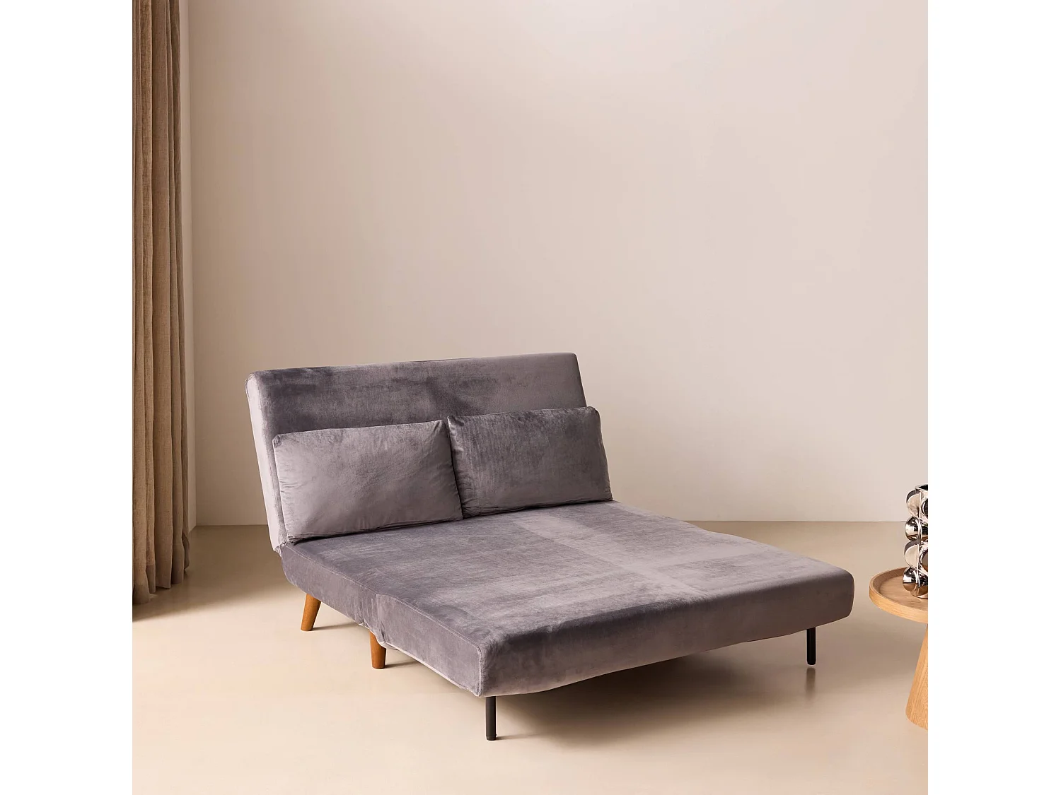 Canapé convertible 2 places inclinable en tissu gris GUESTA