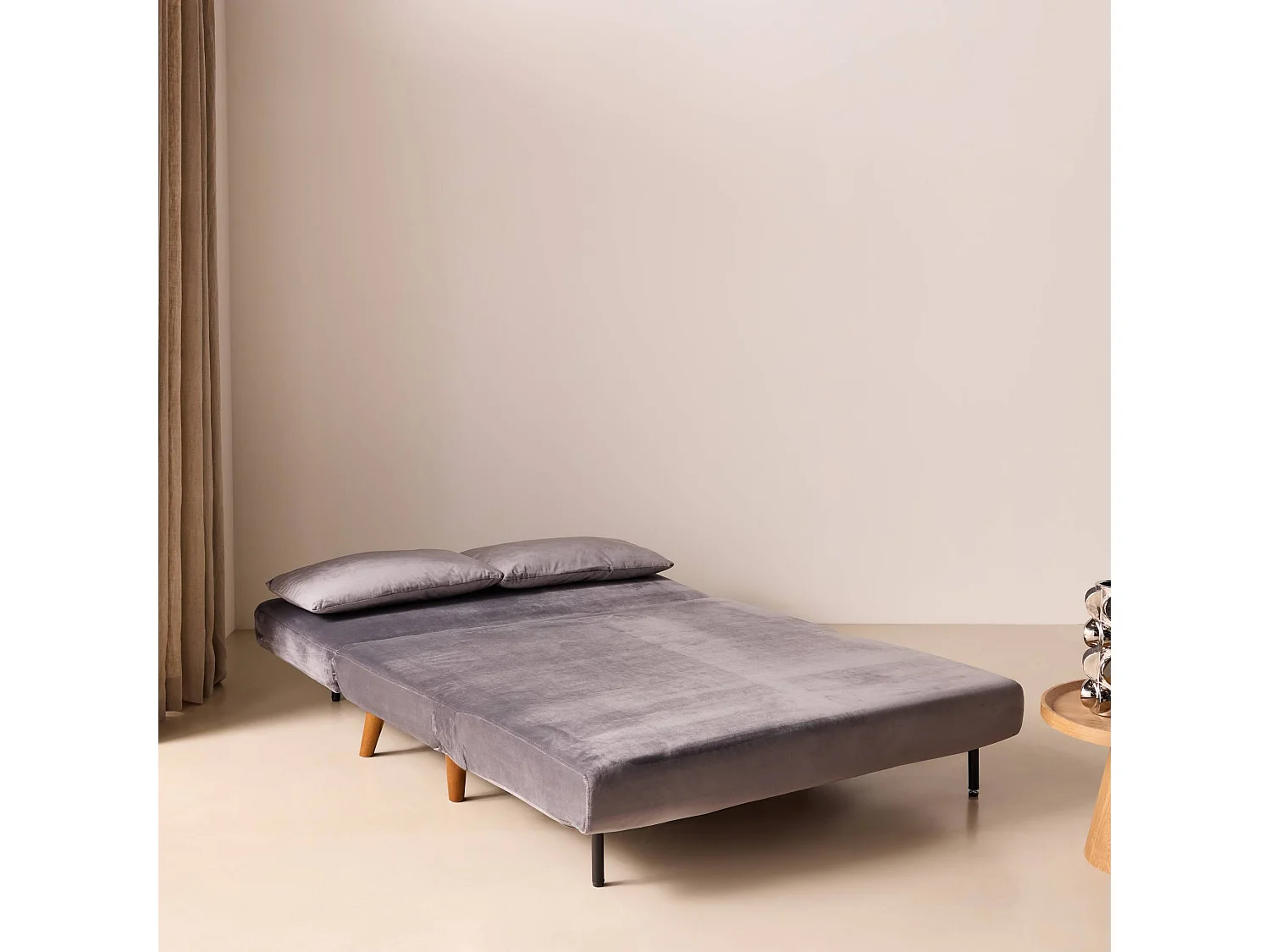 Canapé convertible 2 places inclinable en tissu gris GUESTA