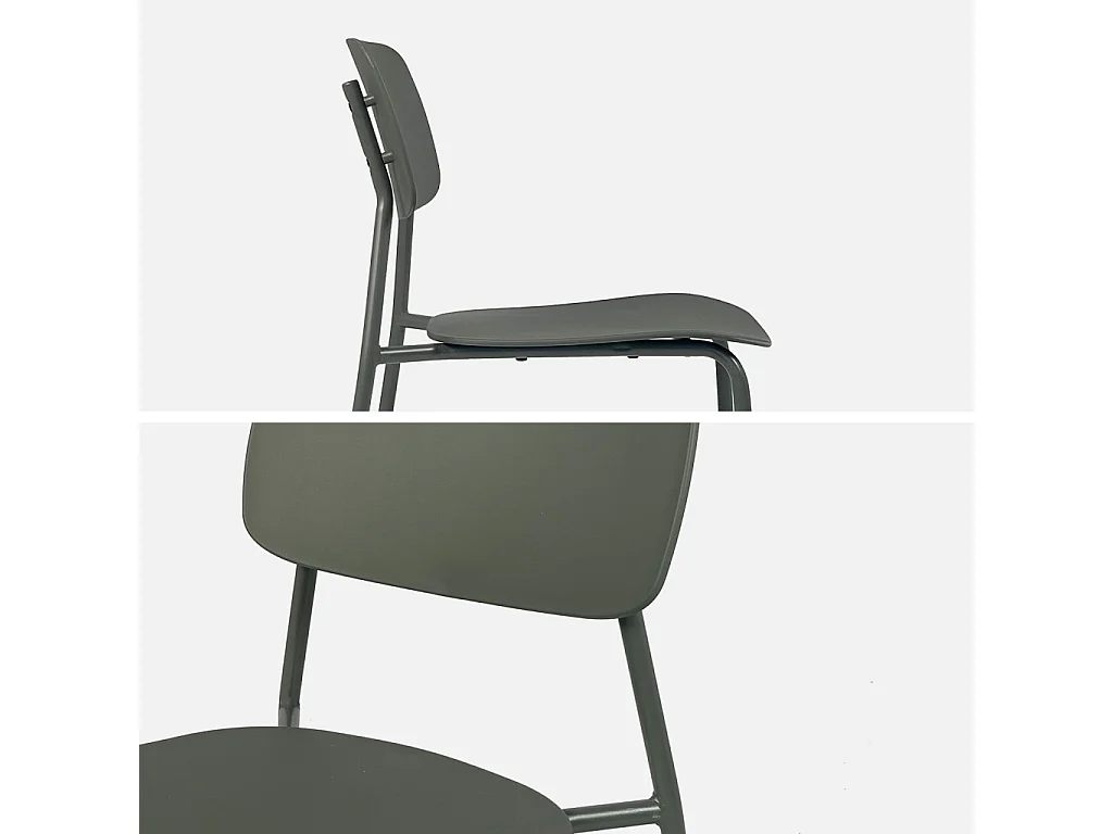 Set tavolo da giardino pieghevole in metallo con 6 sedie, verde kaki