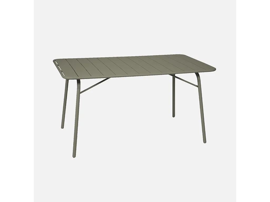 Set tavolo da giardino pieghevole in metallo con 6 sedie Verde kaki - 141.2x80x72.5 cm