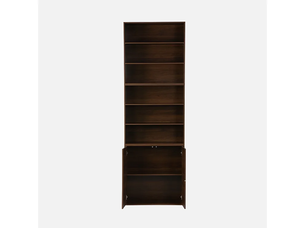 Estantería modular, 6 estantes, 2 puertas nogal