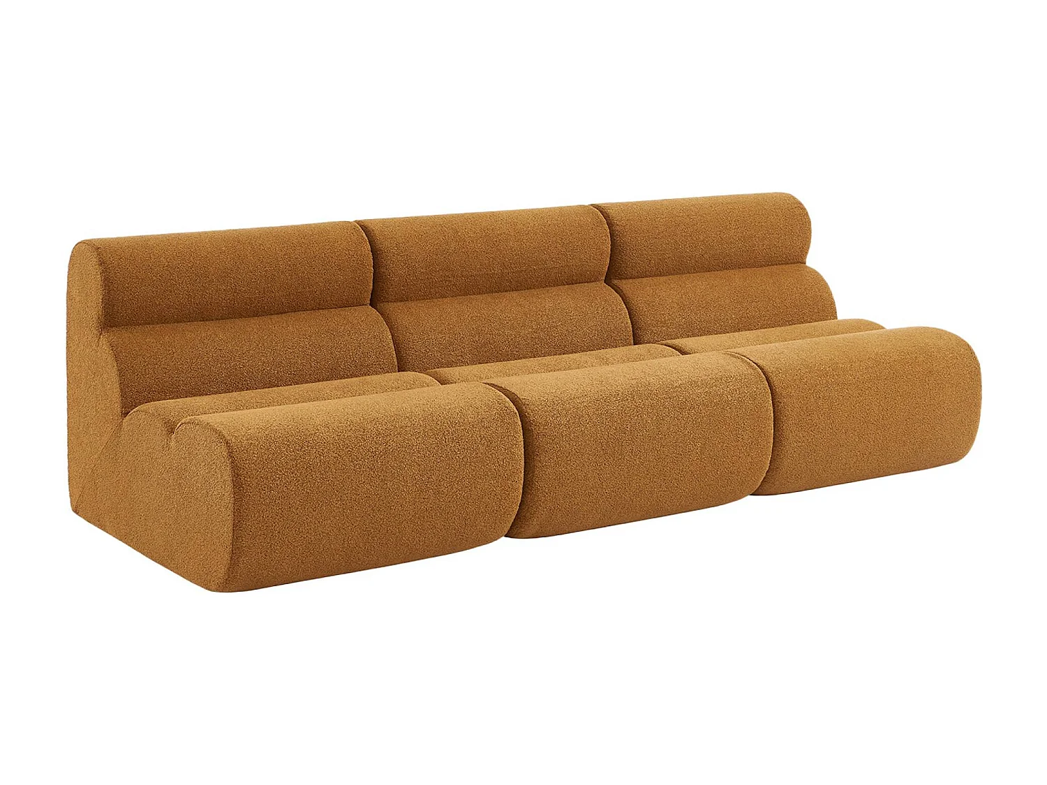 Lot de 3 chauffeuses bouclette texturée moutarde 1 place - L 81 x P 99 x H 75cm - Nova