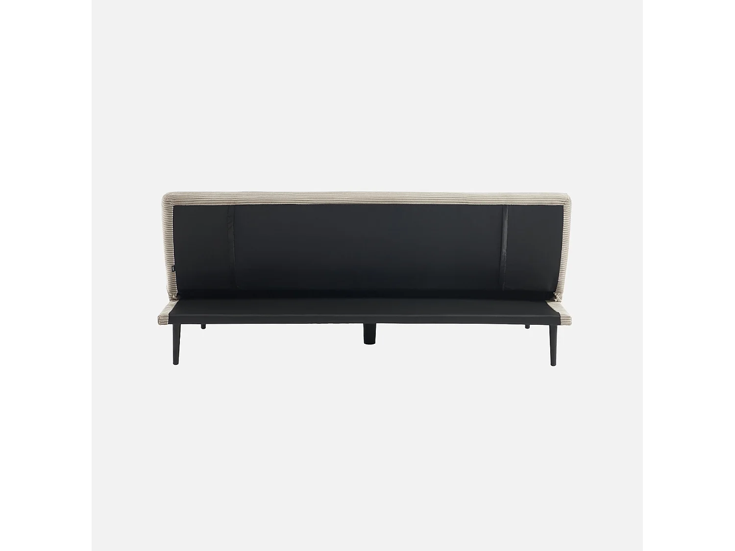 Canapé banquette convertible 3 places velours côtelé greige piétement métal L 180 x P 100 x H 74.5 cm - Max