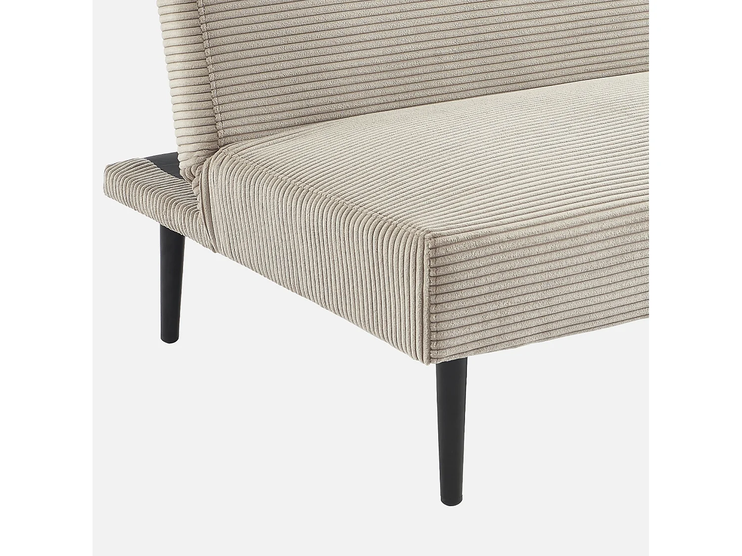 Canapé banquette convertible 3 places velours côtelé greige piétement métal L 180 x P 100 x H 74.5 cm - Max