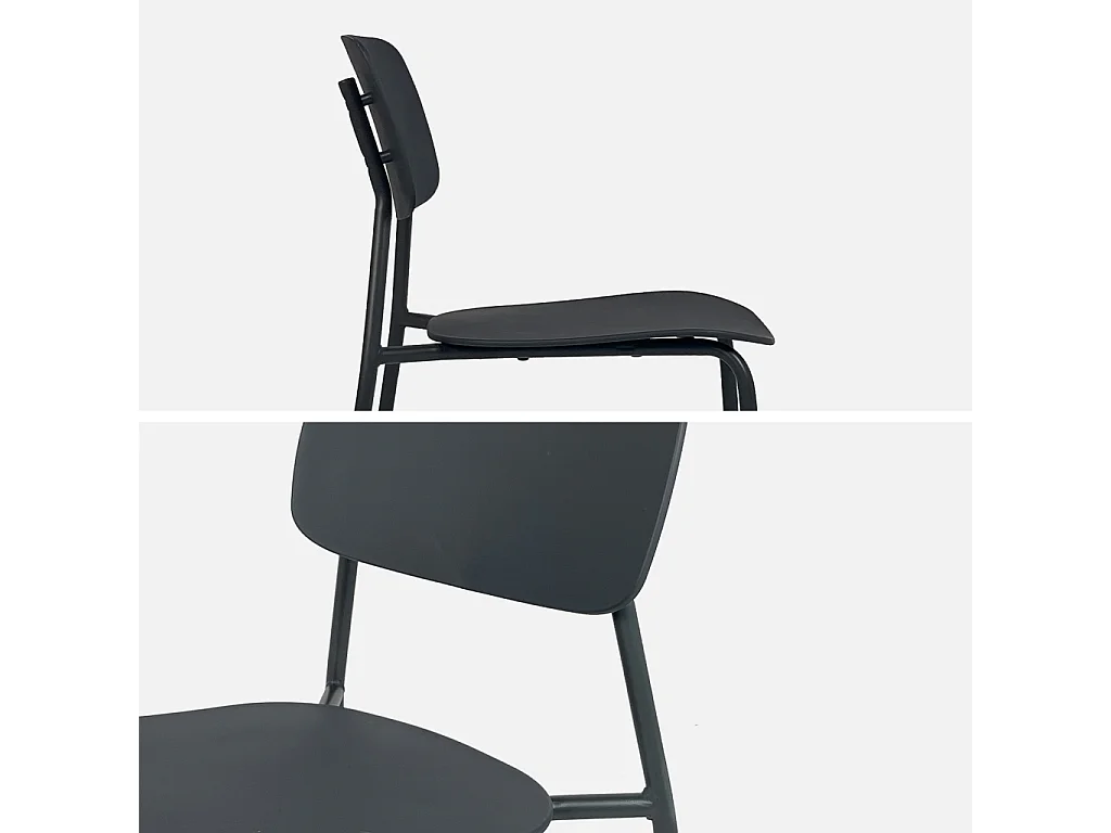 Table de jardin pliante métal + 6 assises anthracite. Amelia + Liva 141.2 x 80 x 72.5cm