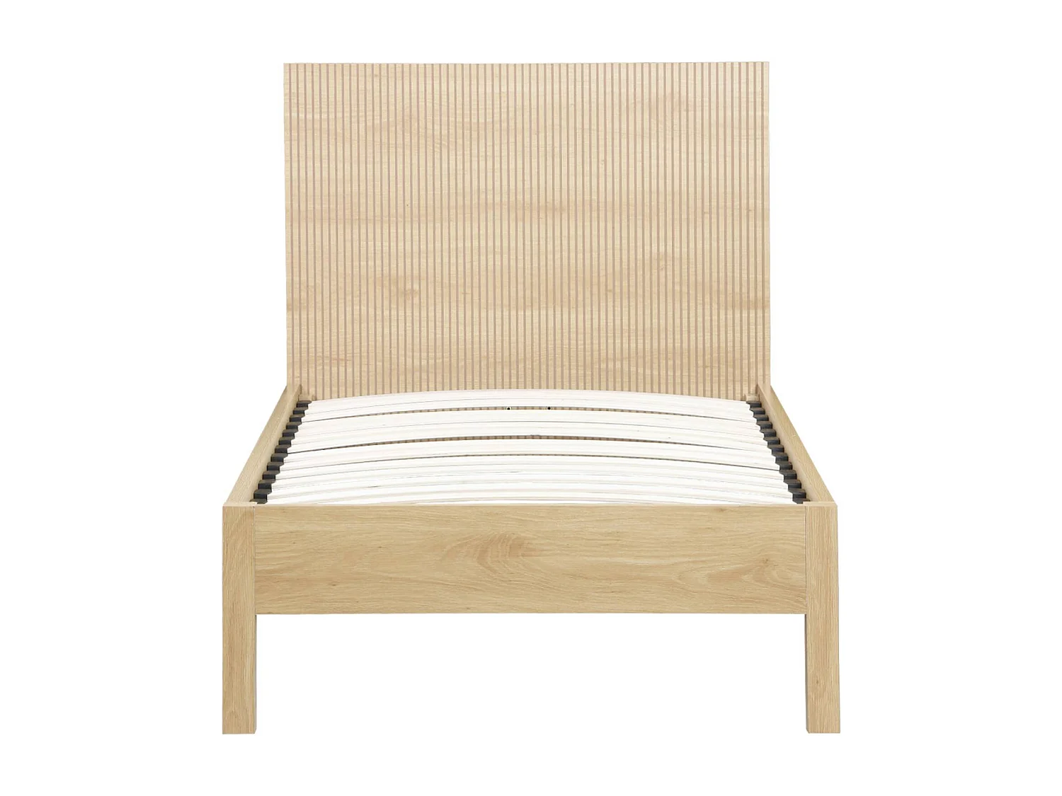 Letto con rete a doghe e testiera 90x190cm decorazione legno, marrone