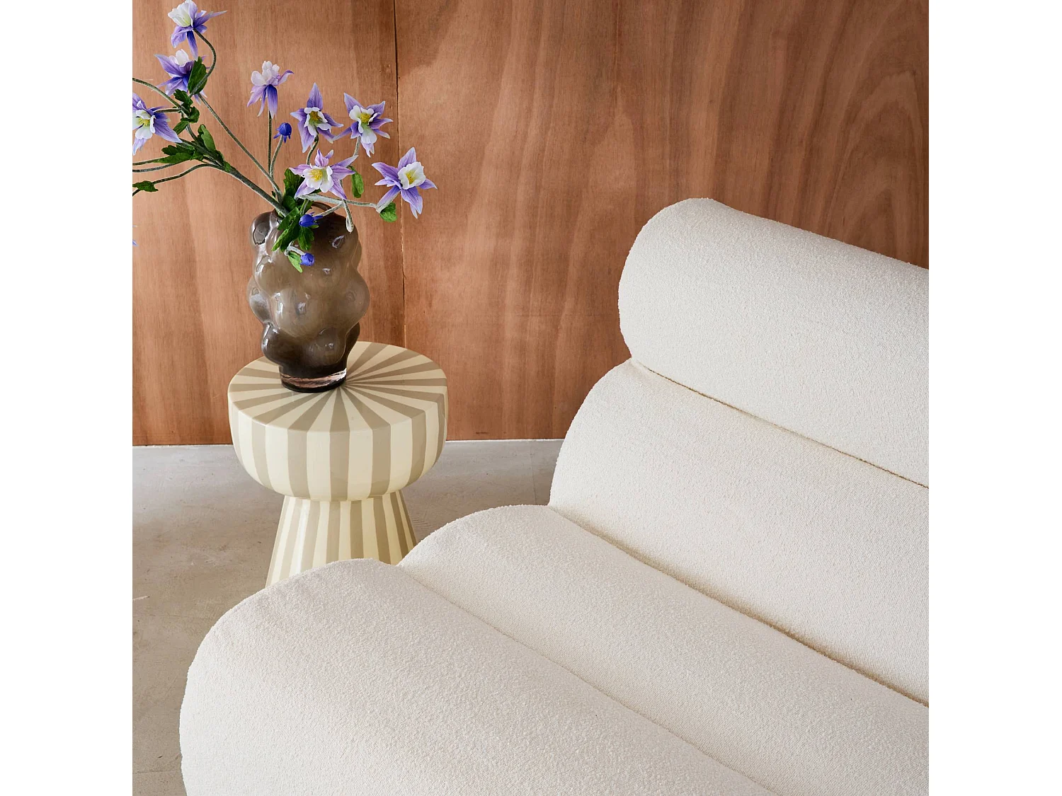 Lot de 3 chauffeuses bouclette texturée blanc 1 place - L 81 x P 99 x H 75cm - Nova