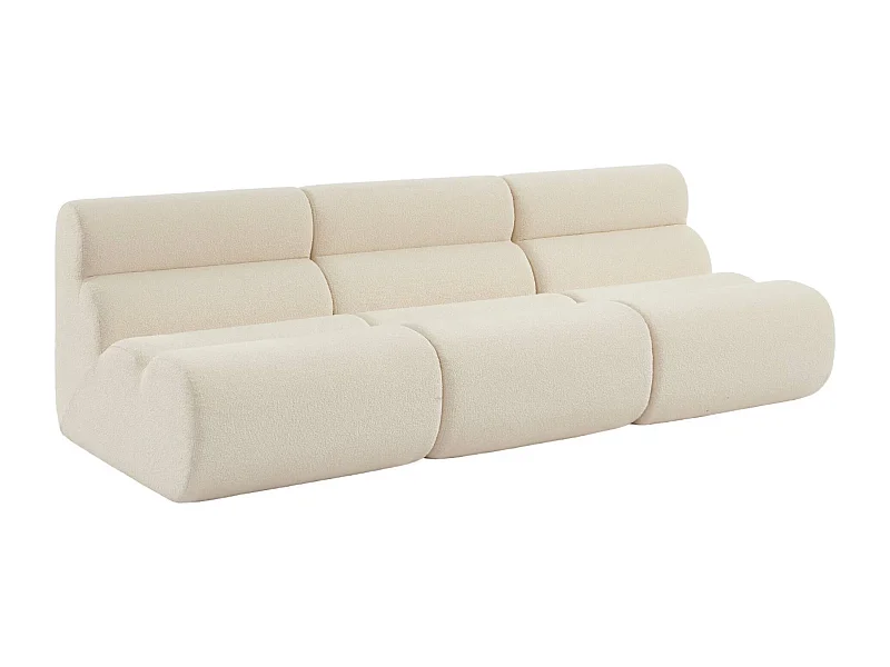 Lot de 3 chauffeuses bouclette texturée blanc 1 place - L 81 x P 99 x H 75cm - Nova