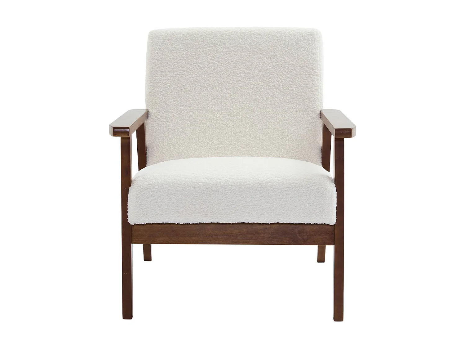 Set panca e poltrona in tessuto bouclé, 3 posti, bouclé bianco