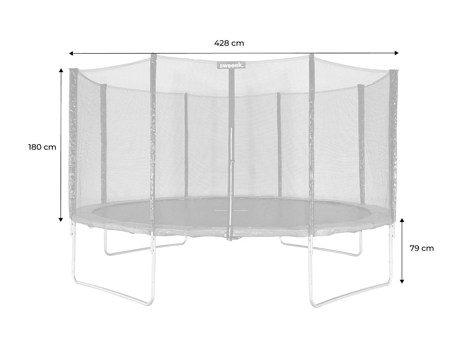 Trampoline rond Ø 430cm gris avec son filet de protection - Vénus - Trampoline de jardin 430cm 4m| Qualité PRO. | Normes EU
