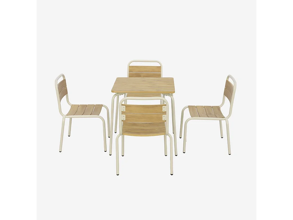 Set tavolo da giardino per bambini in acciaio e decorazione in legno