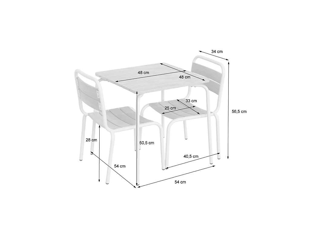 Set tavolo da giardino per bambini in acciaio e decorazione in legno