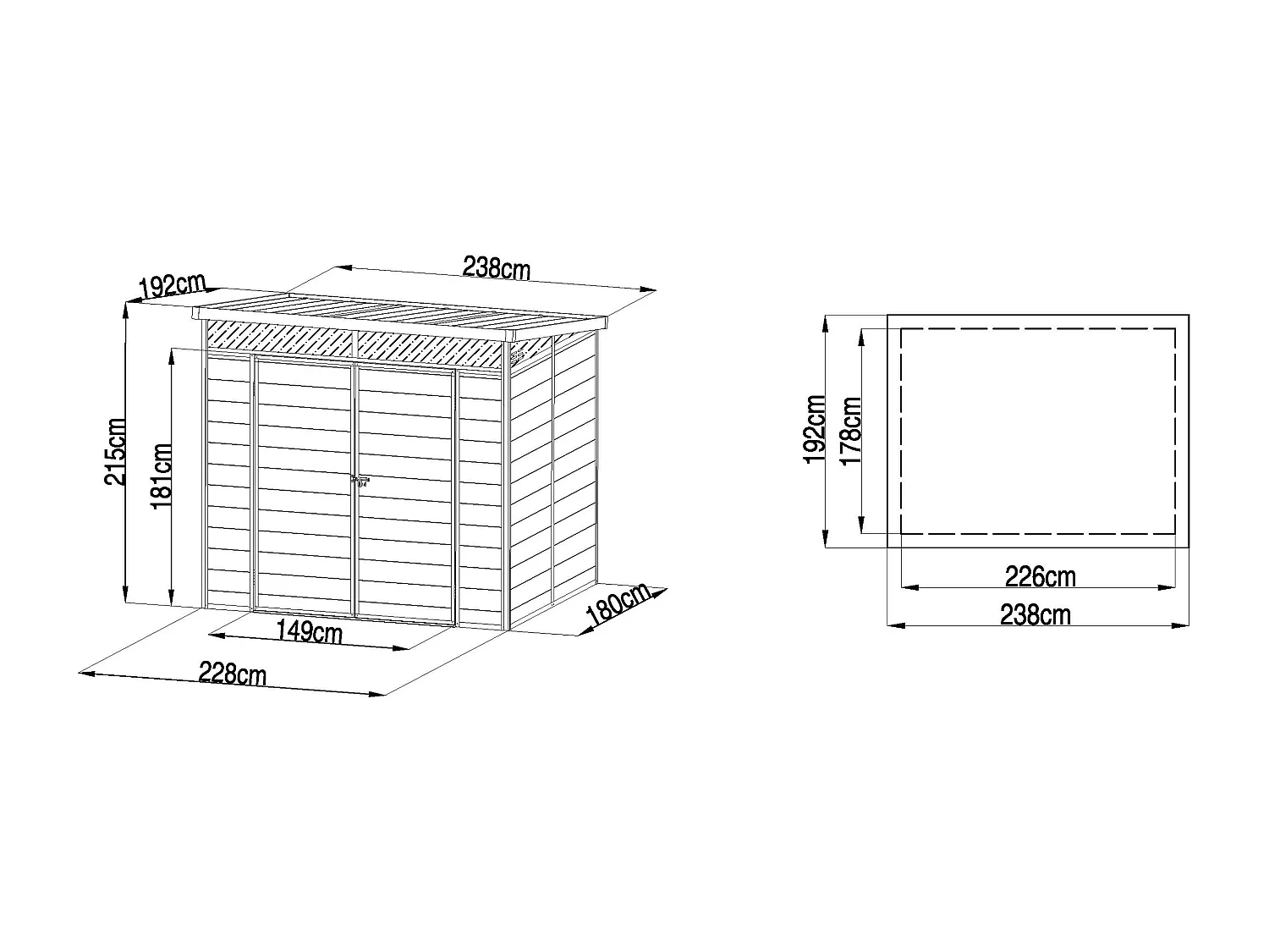 Casetta da giardino in resina beige e marrone 4,57 m² con pavimento - MINARO