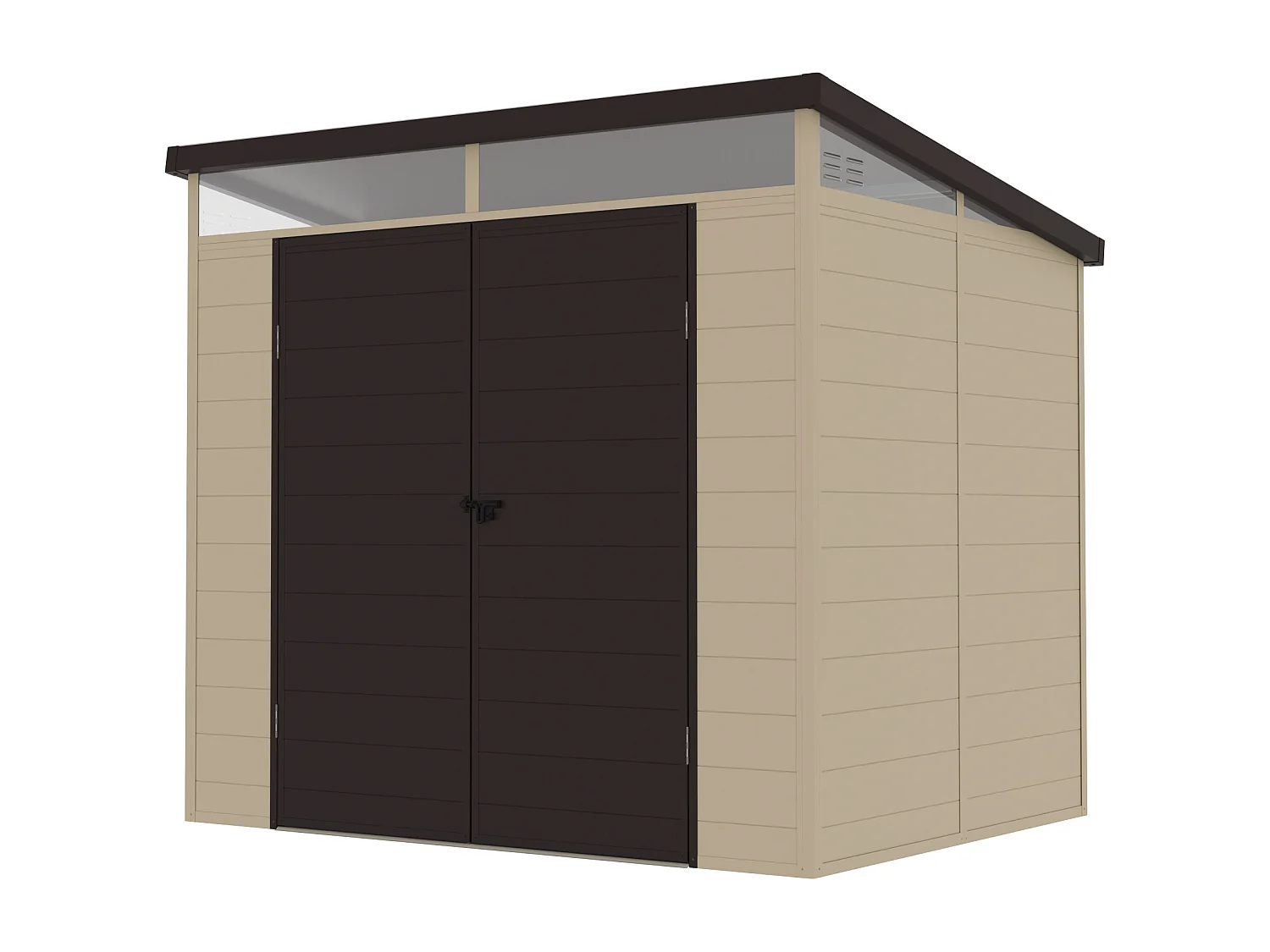 Casetta da giardino in resina beige e marrone 4,57 m² con pavimento - MINARO