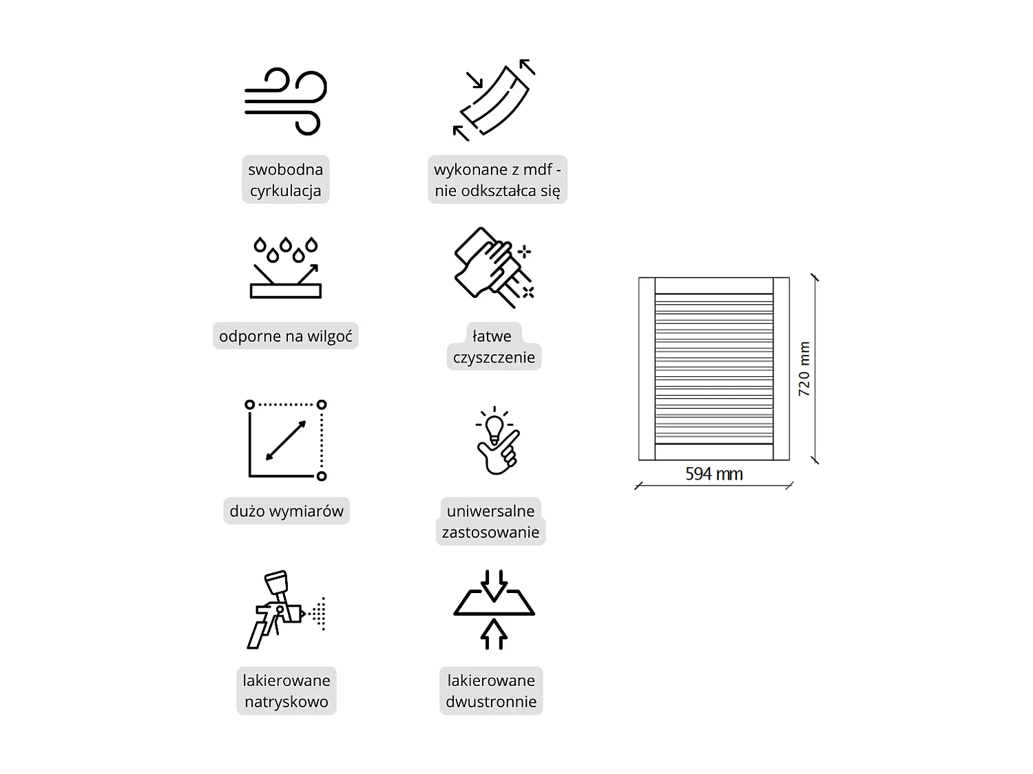 Opengewerkte deur MDF halfmat lak Wit 72 x 59,4 cm