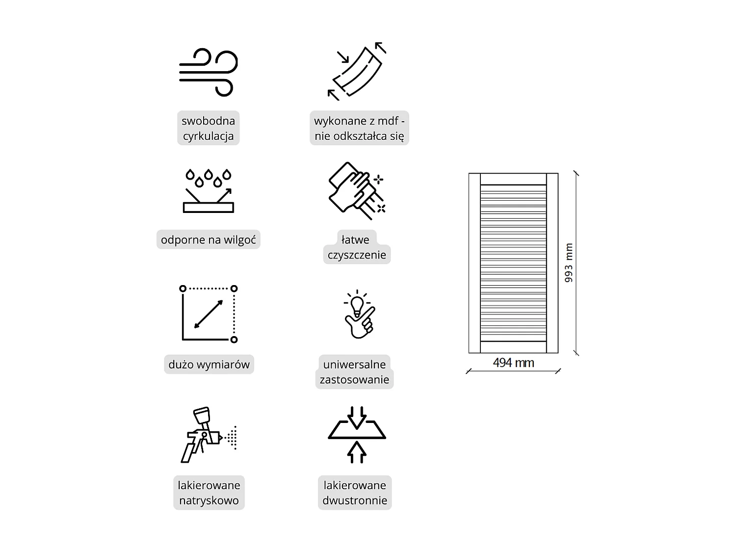 Opengewerkte deur MDF gelakt wit  99,3 x 49,4 cm KOLM