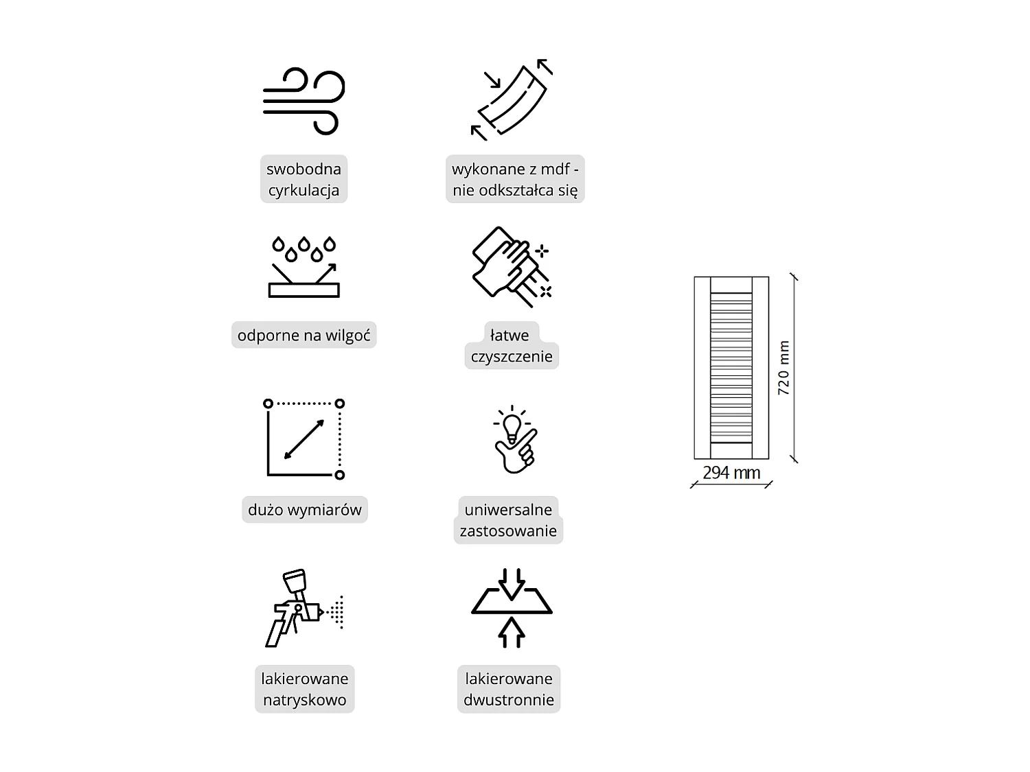 Opengewerkte deur MDF halfmat lak Wit 72 x 29,4 cm
