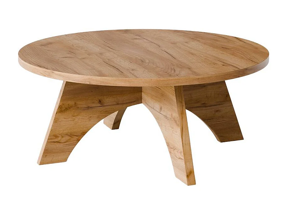 Mesa de centro redonda YUKO Ø90 cm Roble Craft