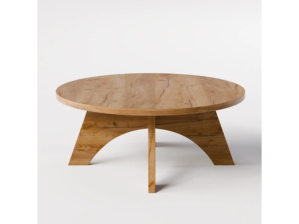 Mesa de centro redonda YUKO Ø90 cm Roble Craft