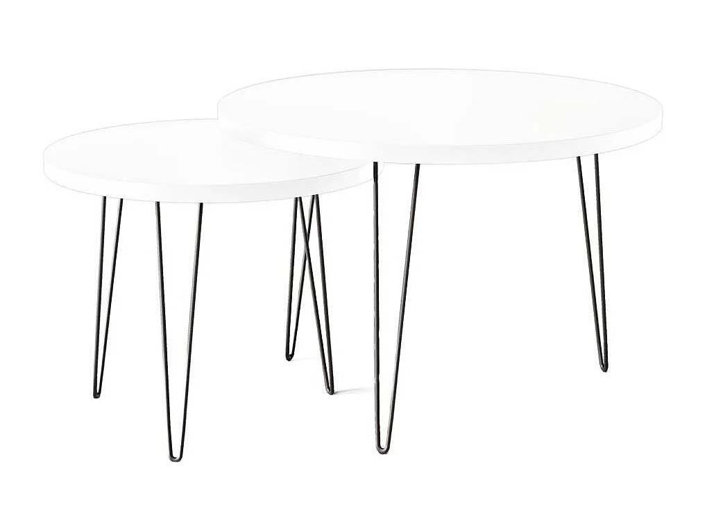 Runder Couchtisch LAPP Set Ø50 + Ø68 cm Weiß