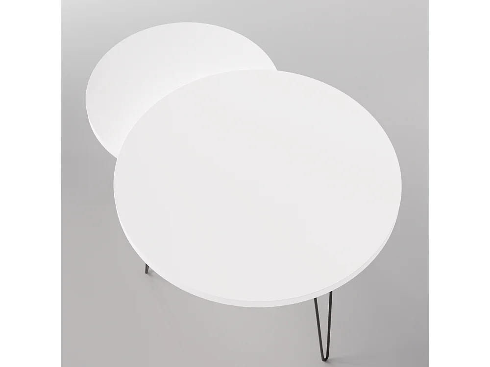 Runder Couchtisch LAPP Set Ø50 + Ø68 cm Weiß
