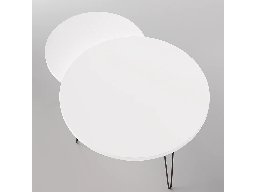 Ronde salontafel LAPP set Ø50 + Ø68 cm Wit