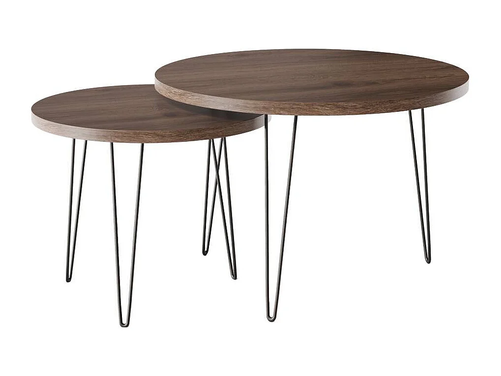 Mesa de centro redonda LAPP, juego Ø50 + Ø68 cm, roble chocolate