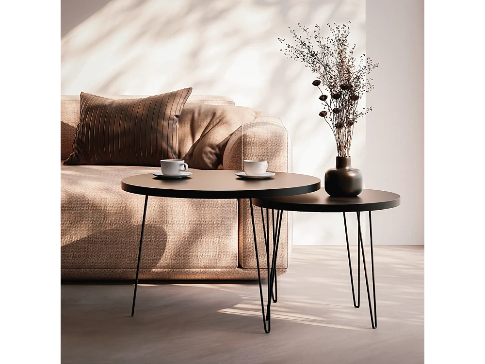 Ronde salontafel LAPP set Ø50 + Ø68 cm Zwart