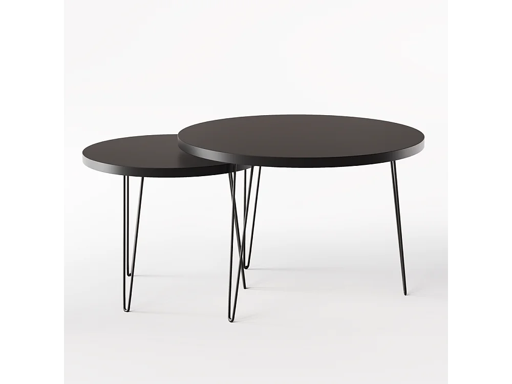 Ronde salontafel LAPP set Ø50 + Ø68 cm Zwart