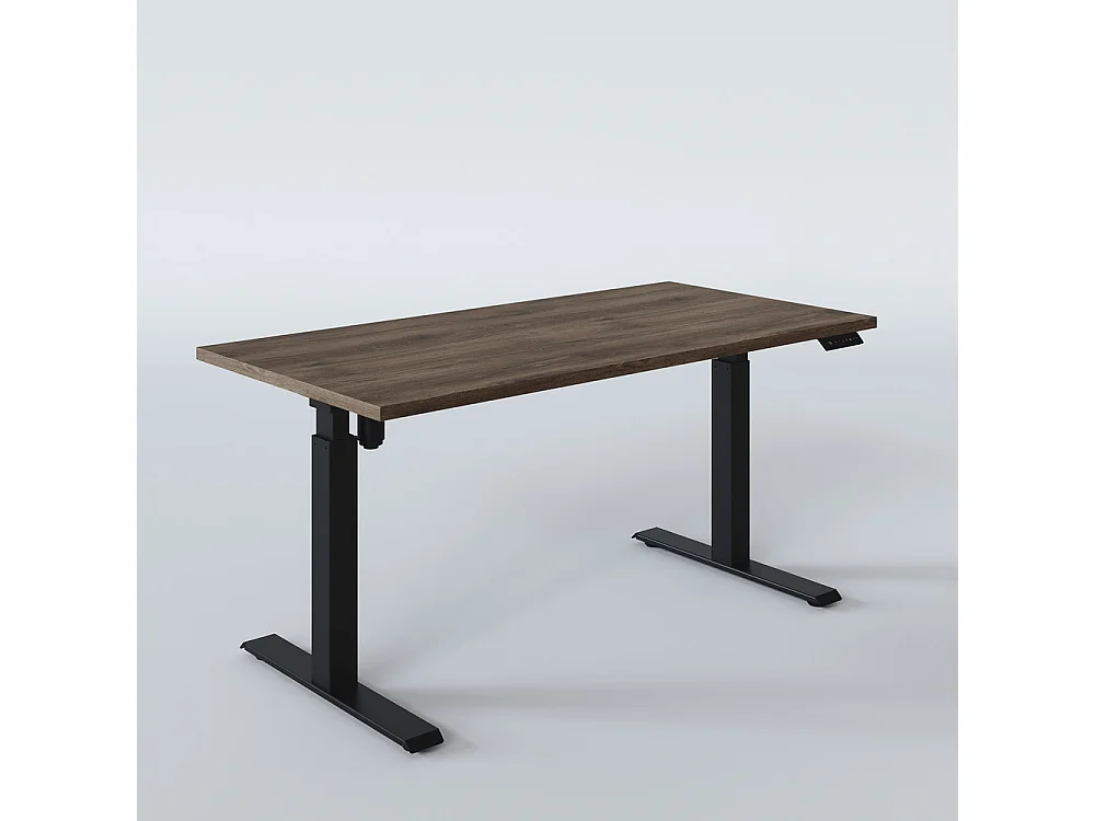 Bureau électrique réglable en hauteur Chêne chocolat 138 x 80 cm