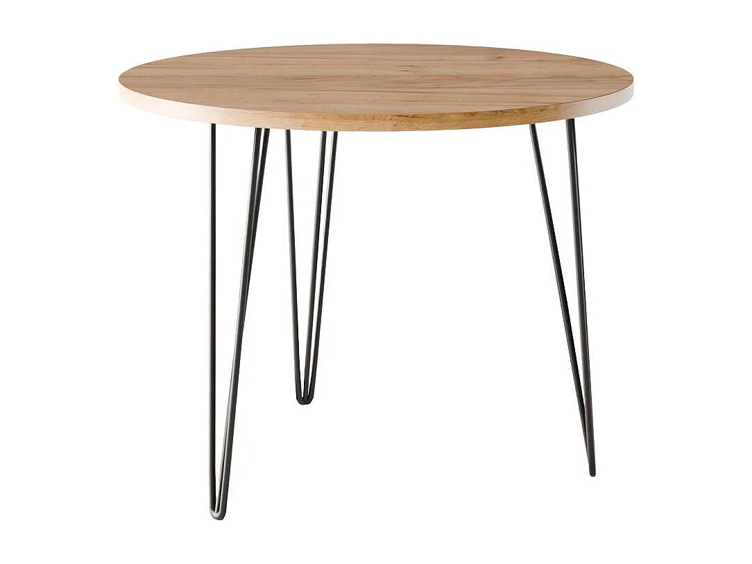 Table ronde MIKA Ø90 cm pour cuisine, salon, salle à manger Chêne Craft