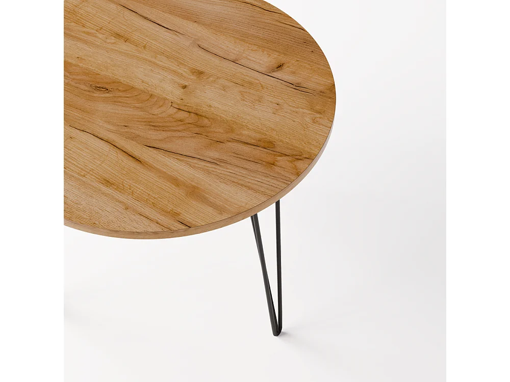 Table ronde MIKA Ø90 cm pour cuisine, salon, salle à manger Chêne Craft